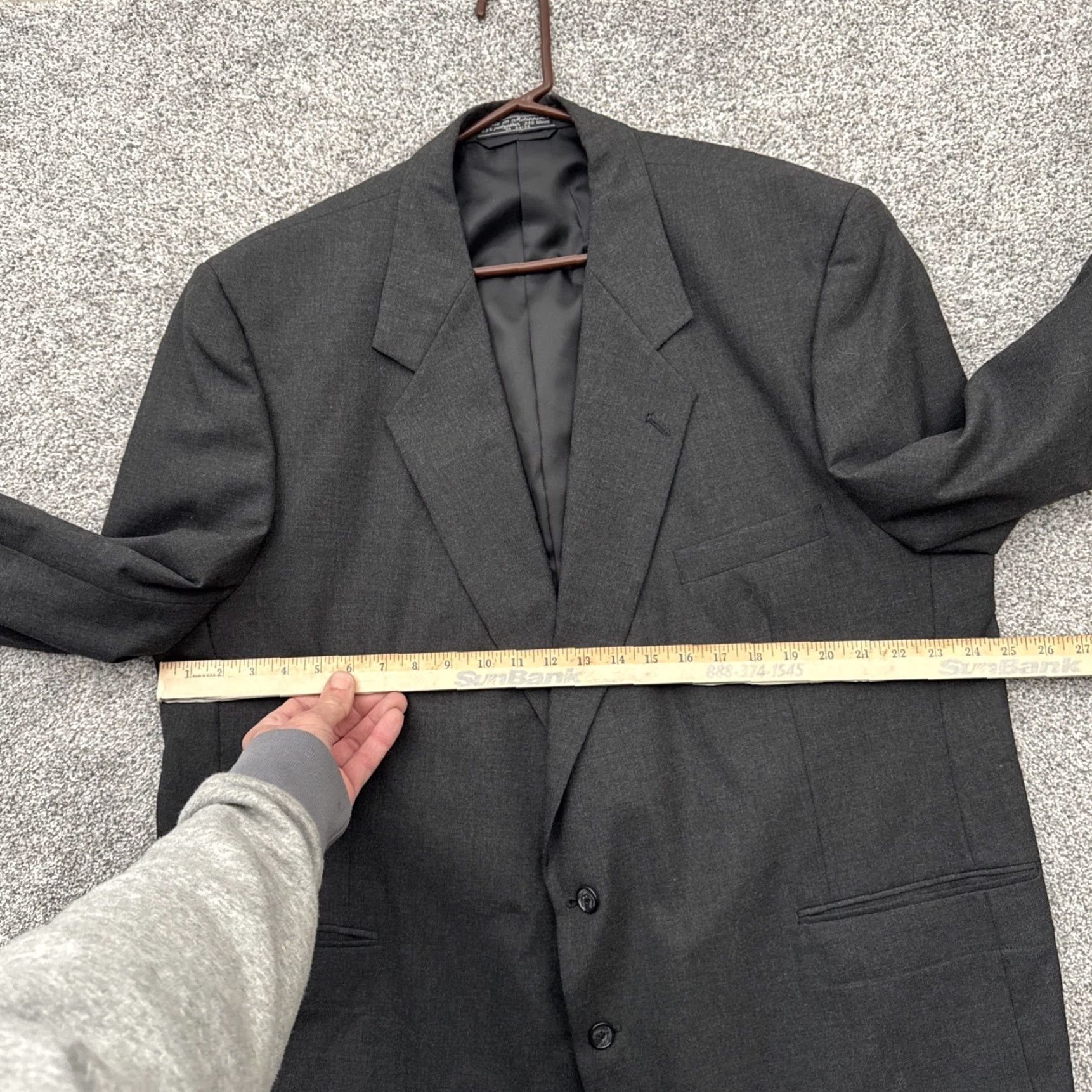 Vintage Bert Pulitzer Blazer Mens 44L Single Breasted Office Business Wear Jacket Coat Gray Notch Lapel 3-Button Ventless Regular Size 44 (Jacket) Mens Size 44R - 3 Thumbnail