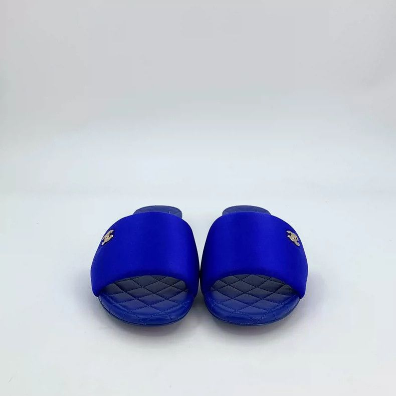 Chanel Chanel Blue Logo Satin Casual Slide Sandals -2505 Size US 8 / EU 41 - 3 Thumbnail
