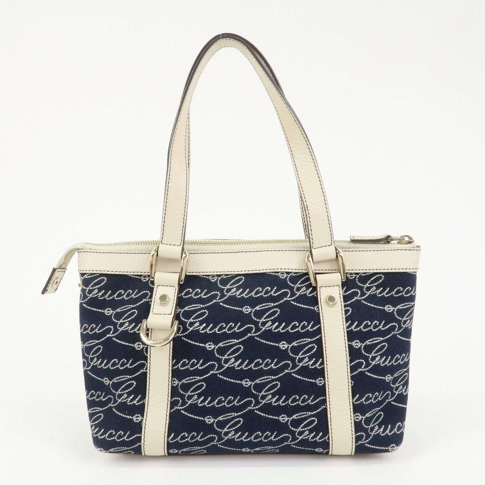 Gucci Gucci Abbey Canvas & Leather Shoulder Bag Navy Size ONE SIZE - 2 Thumbnail