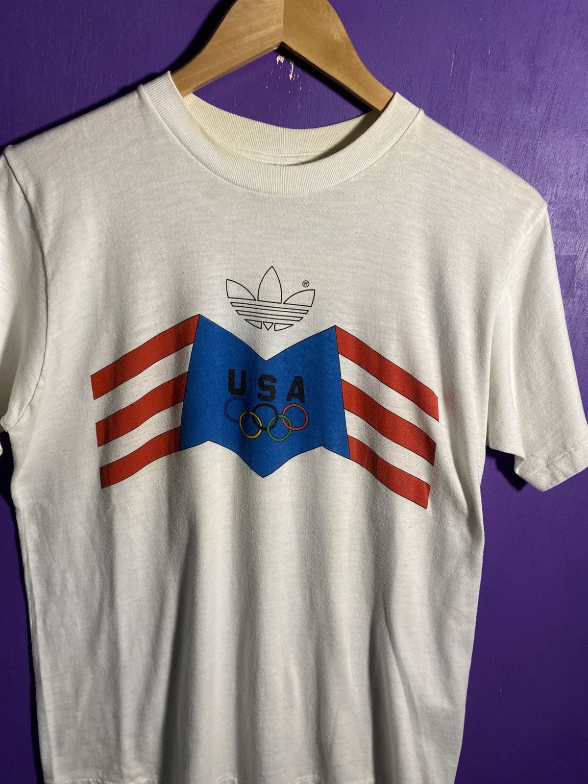 Adidas Vintage 80s Adidas team USA olympics t-shirt Size US M / EU 48-50 / 2 - 3 Thumbnail