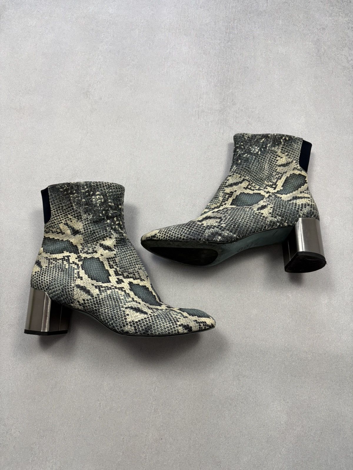 Designer Thierry Rabotin Python Print Leather Ankle Boots Women’s 38 Size US 8 / IT 38 - 1 Thumbnail