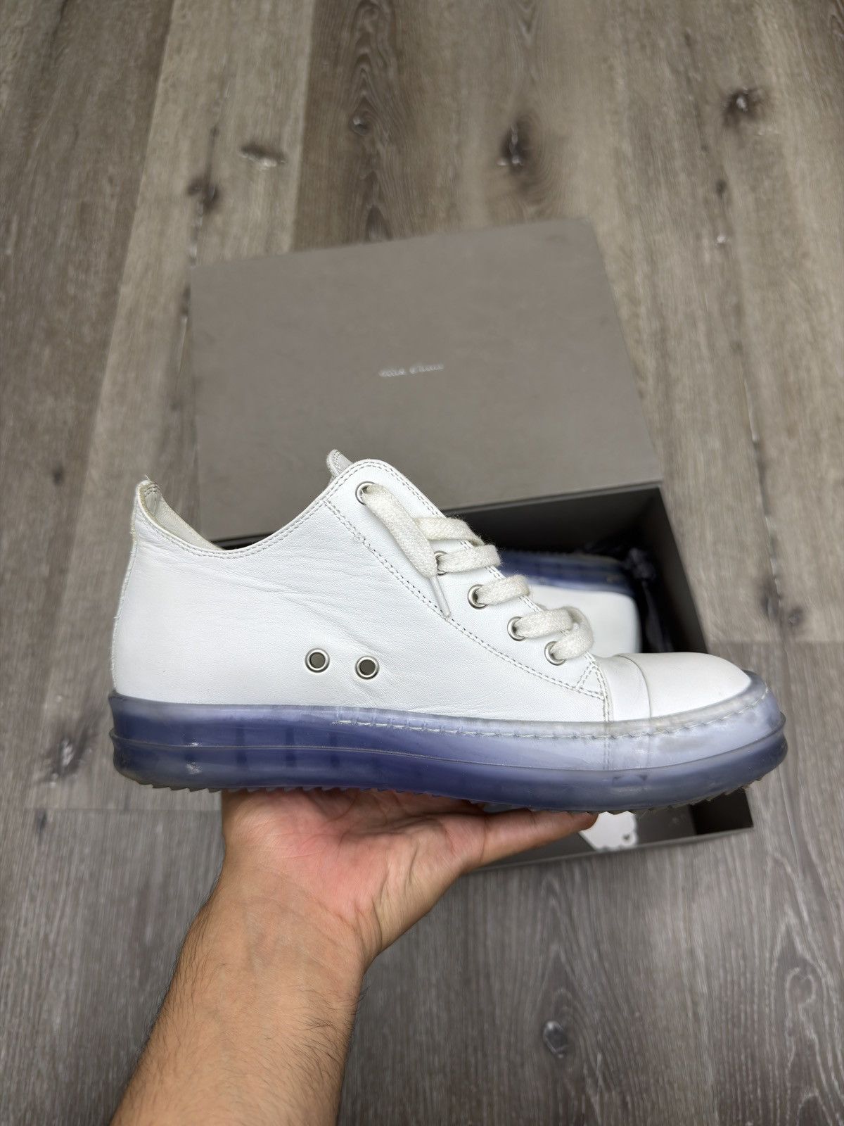 Rick Owens Rick Owens DRKSHDW Performa Abstract Low Chalk White Blue Size US 6.5 / EU 39-40 - 4 Thumbnail