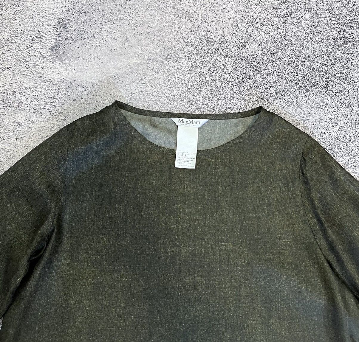 Max Mara Max Mara 100% Silk Blouse Dark Olive IT 46 Italy Elegant Top Size L / US 10 / IT 46 - 7 Thumbnail