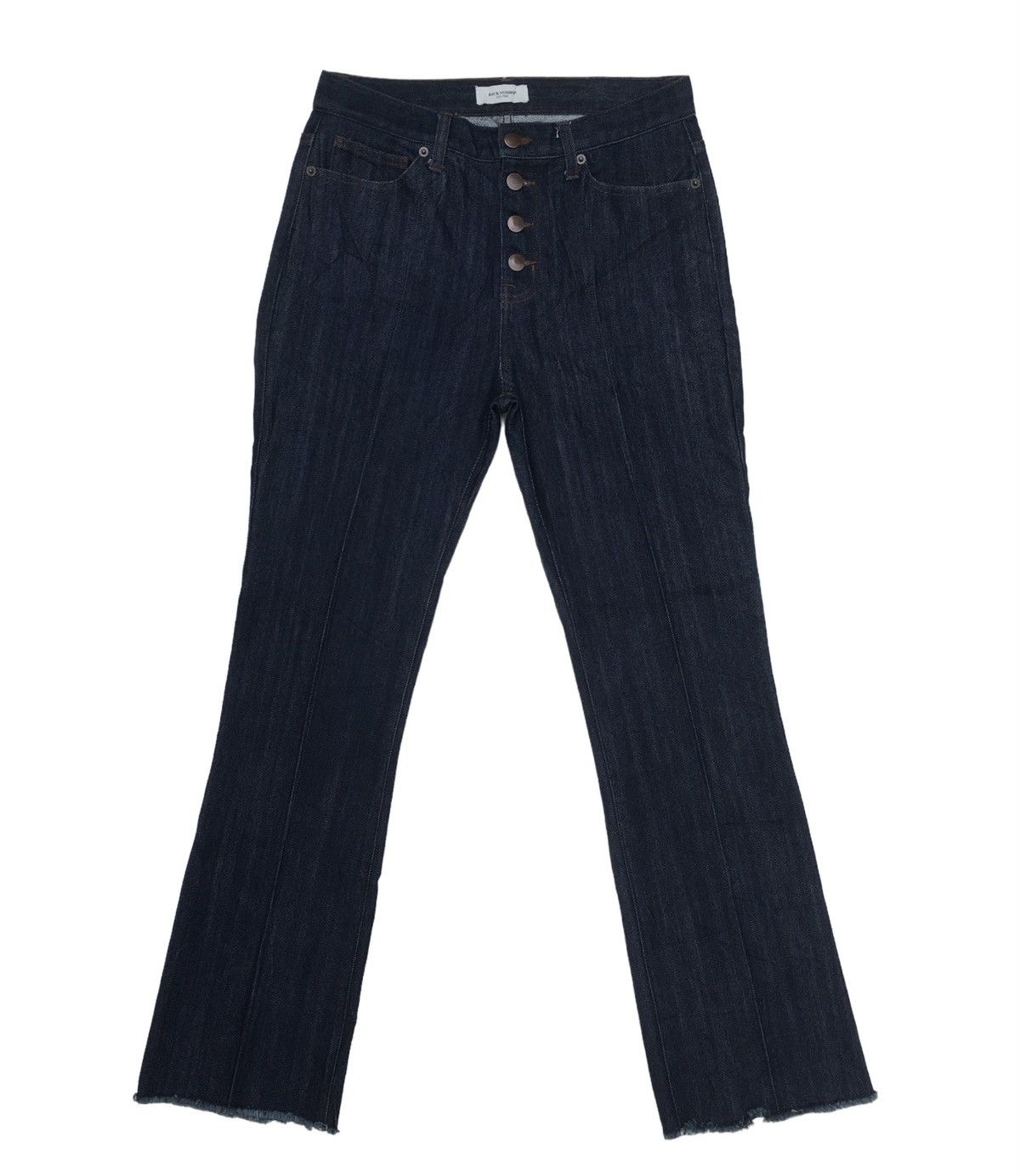 Japanese Brand BACK NUMBER FLARE MINI BOOTCUT JEANS RELEASE HEM WOMEN Size 29" - 1 Thumbnail