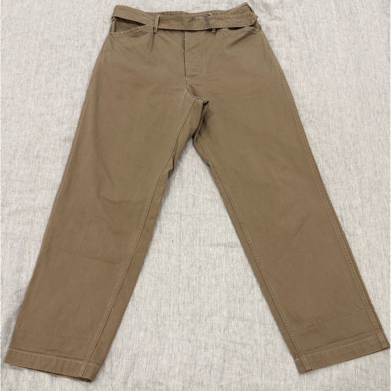 Comoli COMOLI Belted Chino Pants Size 1 Khaki Cotton Twill Size US 31 - 1 Thumbnail