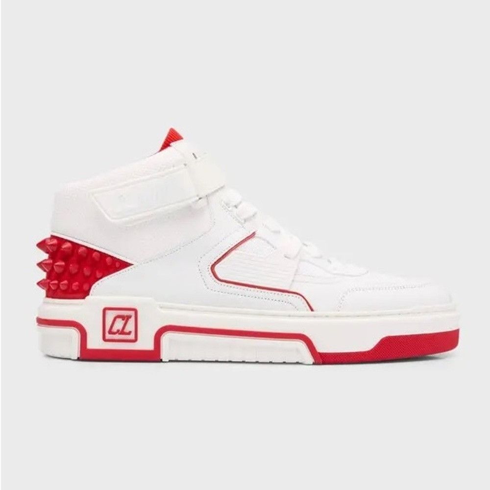 Christian Louboutin Christian Louboutin Astroloubi Mid-Top Sneakers White Red Size US 11 / EU 44 - 1 Thumbnail