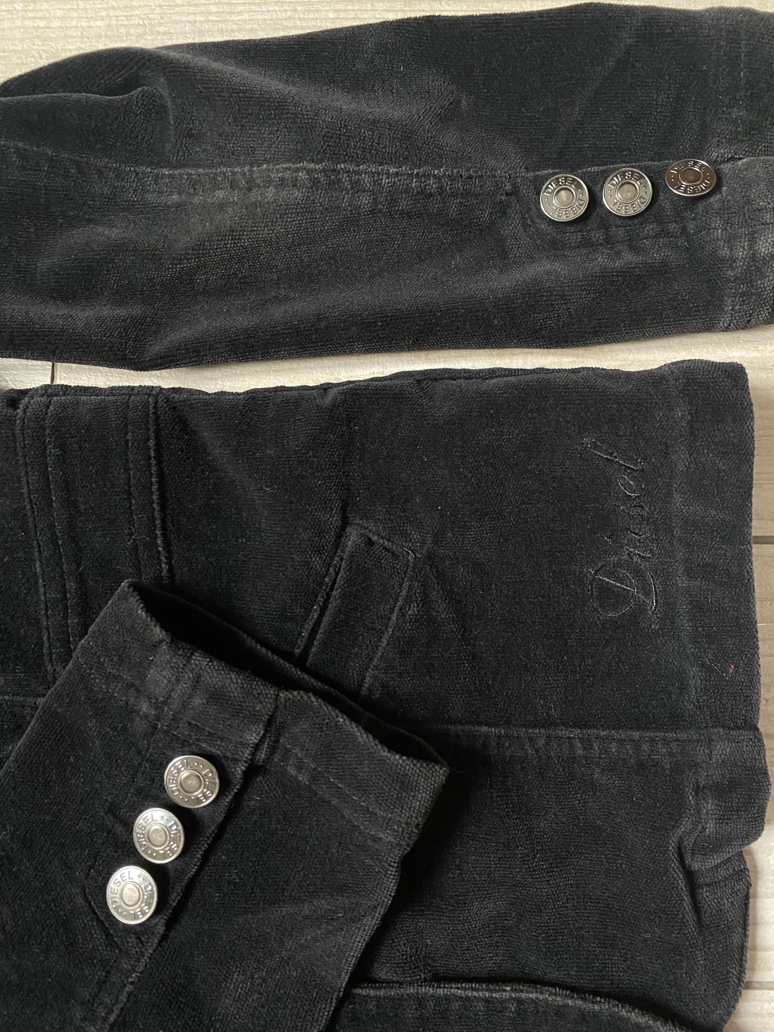 Diesel × Vintage Vintage Diesel Black Velvet Blazer – Early 2000s Size S / US 4 / IT 40 - 4 Thumbnail