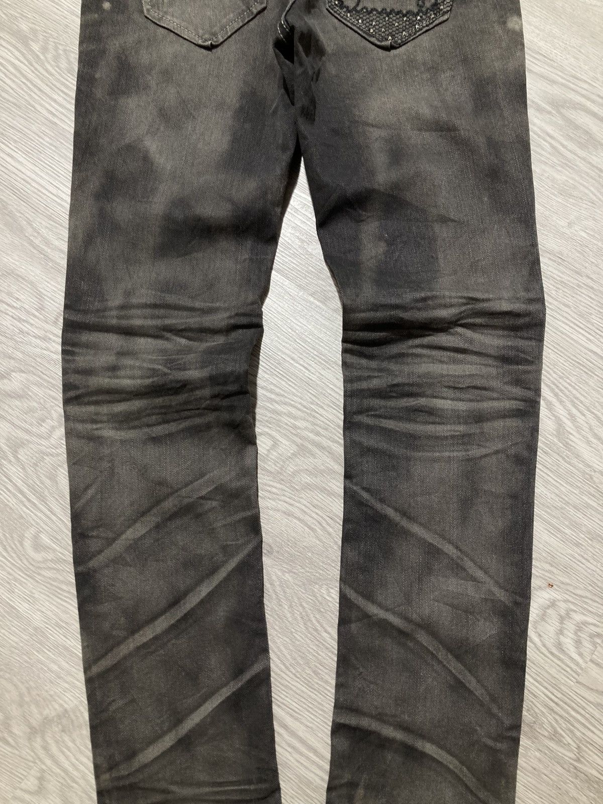 Tornado Mart 2000s Crown Denim Ripped Clawmark Denim Jeans Punk Gothic Size US 27 - 4 Thumbnail