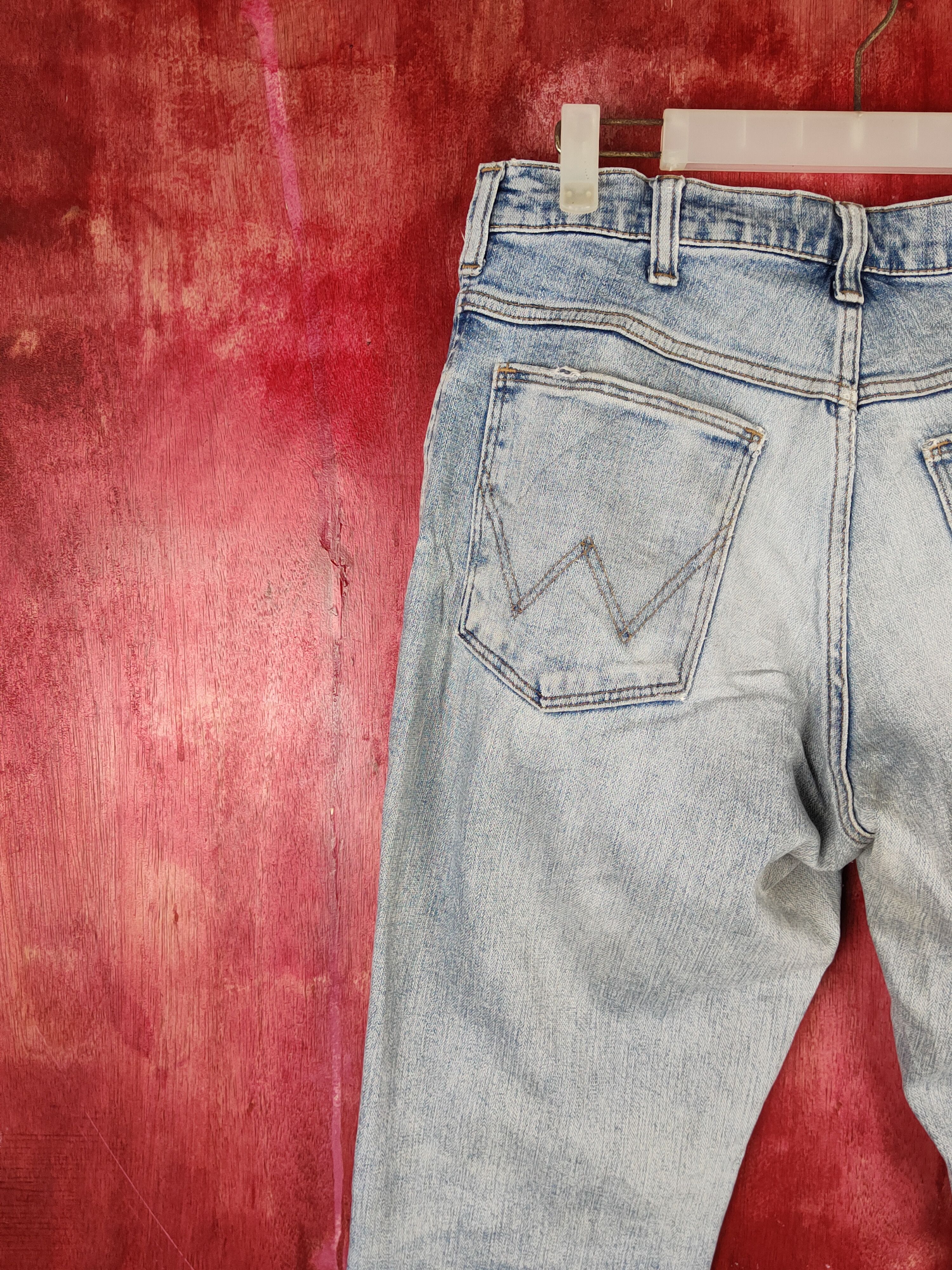 Japanese Brand Wrangler Blue Faded Distressed Ripped Jeans #S1703 Size US 31 - 8 Thumbnail