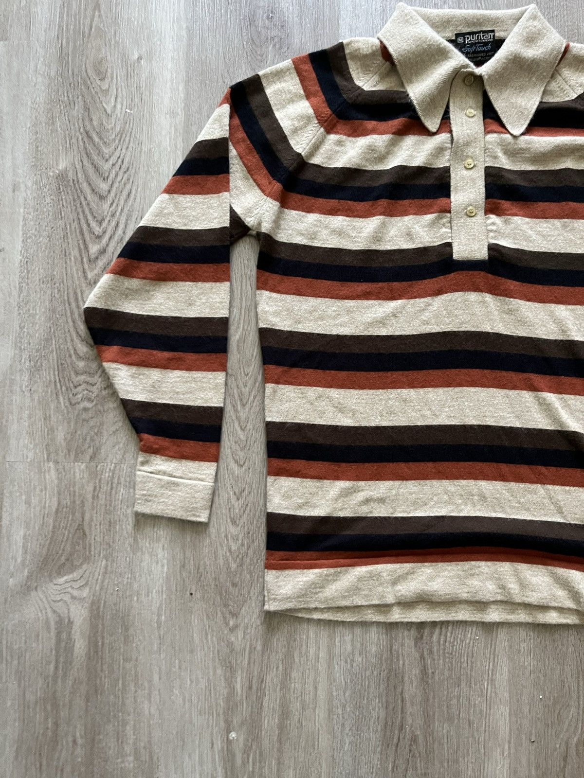 Puritan Vintage Striped Polo Long Sleeve Shirt Size US M / EU 48-50 / 2 - 3 Thumbnail