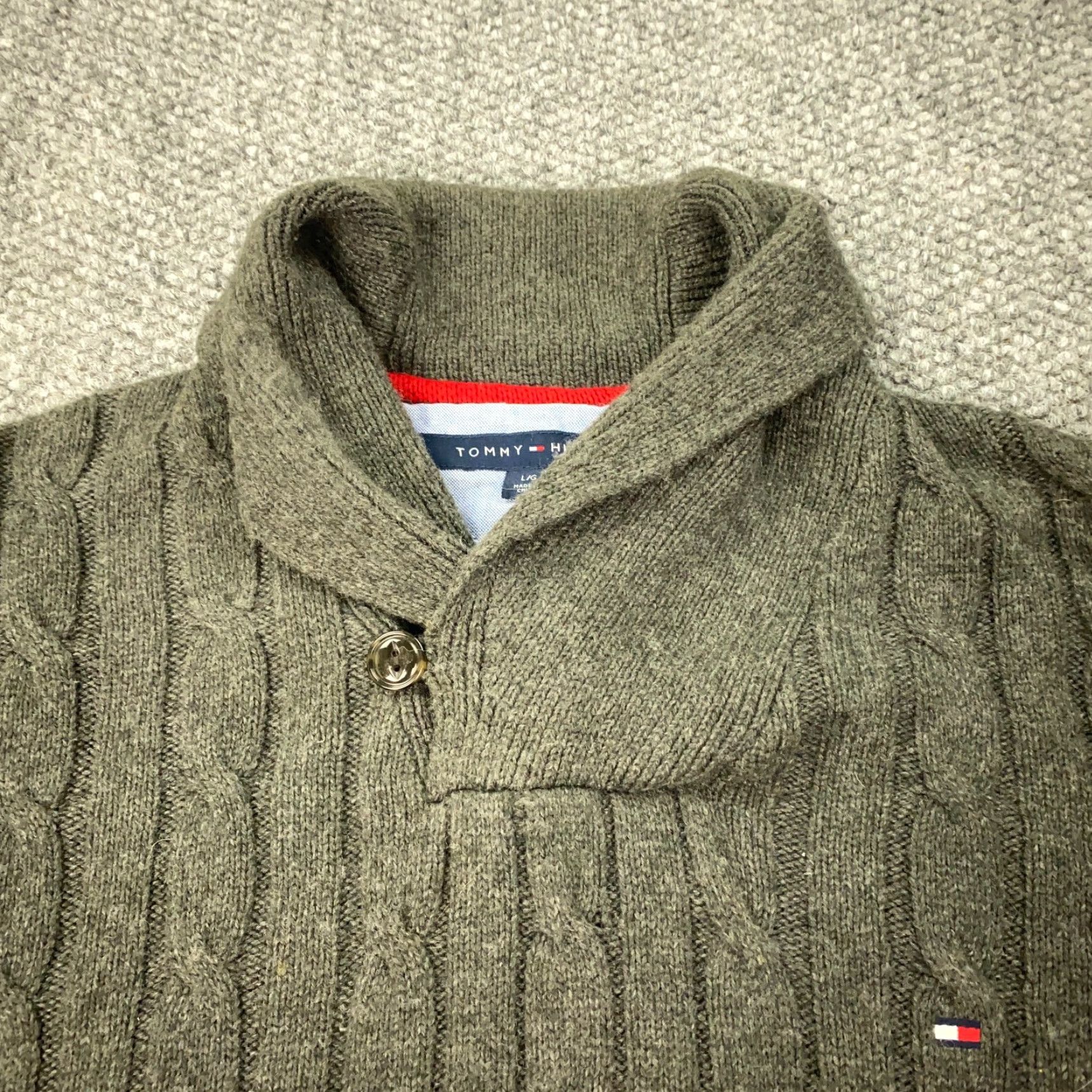 Tommy Hilfiger VINTAGE Tommy Hilfiger Mens Sweater Pullover Cable Knit Casual Fall Winter Gray Medium Wool Blend Size US L / EU 52-54 / 3 - 3 Thumbnail