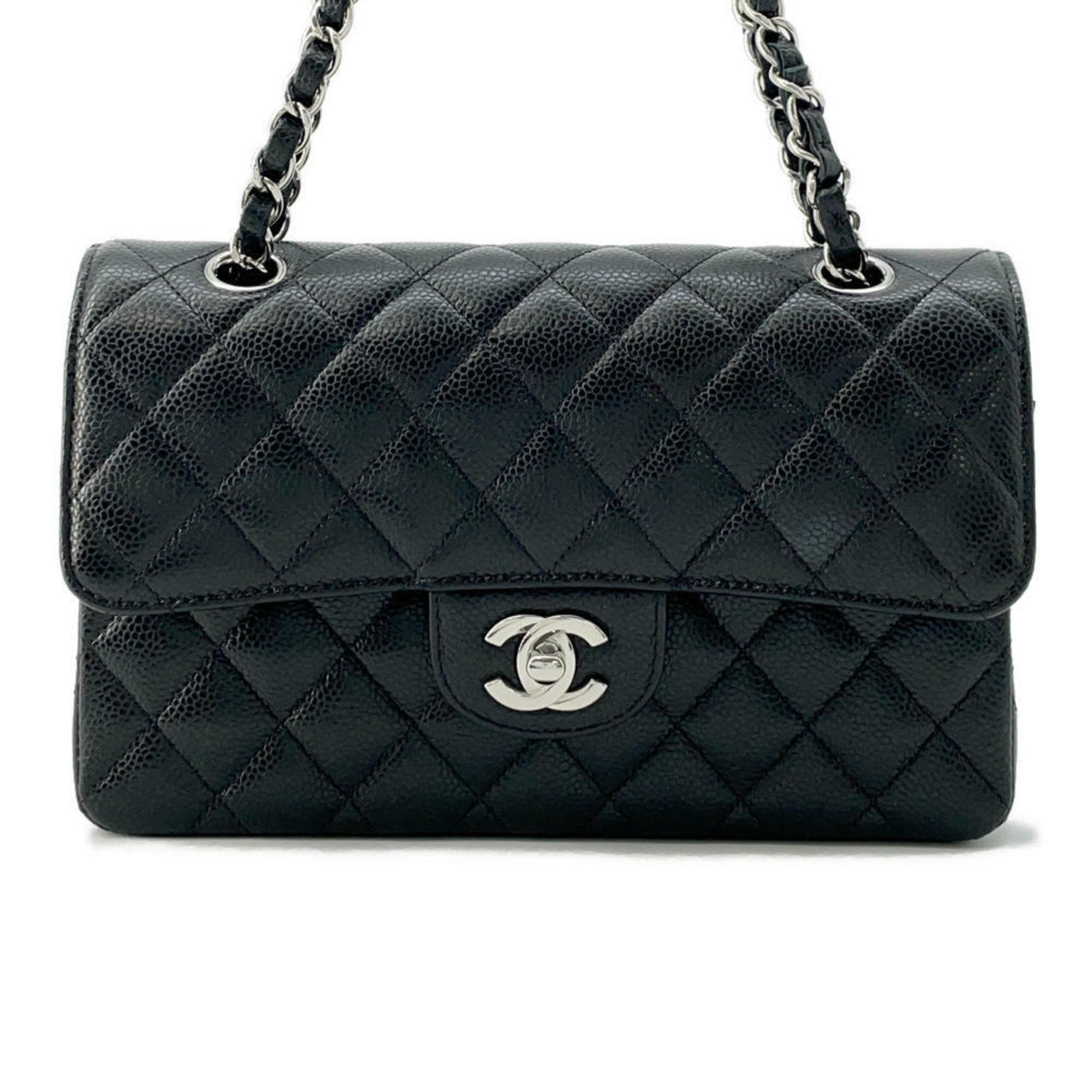 Chanel Chain Shoulder Bag Matelasse 23 Coco Mark Double Caviar Skin A01113 Chanel Black, Women's