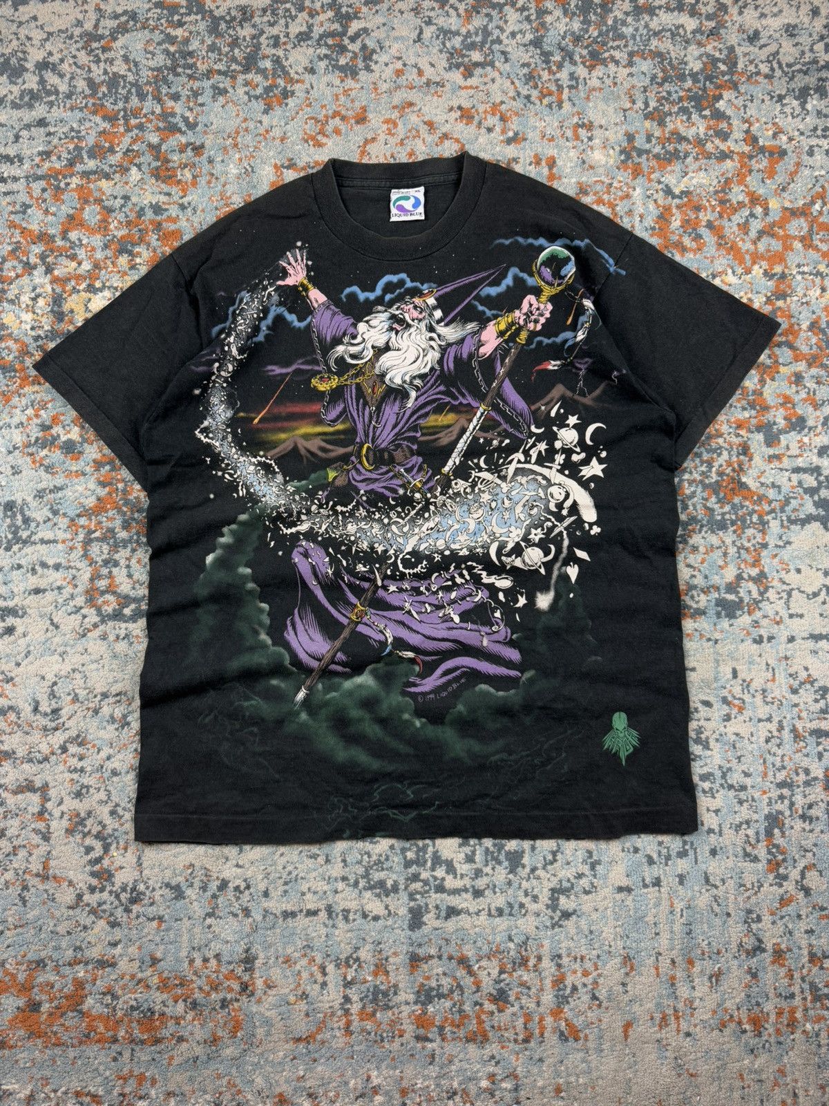 Liquid Blue × Vintage Grail! Vintage 1994 Liquid Blue wizard all over print tee Size US XL / EU 56 / 4 - 1 Thumbnail