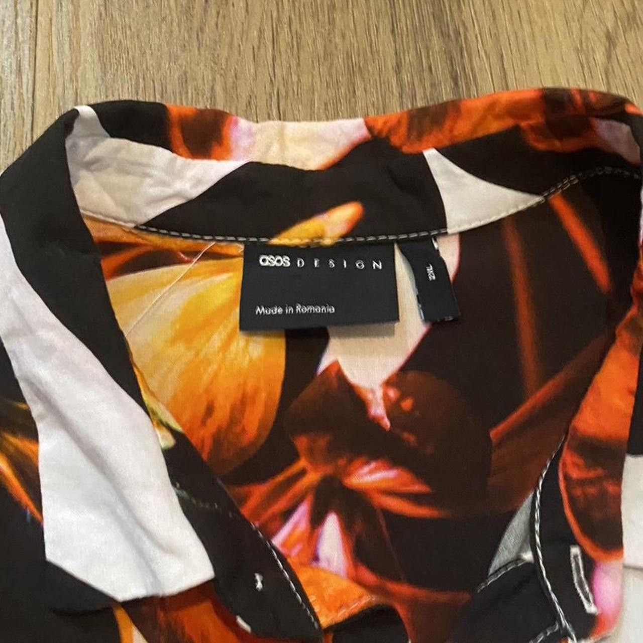 Asos Black and orange floral print button up shirt Size US XXL / EU 58 / 5 - 4 Thumbnail