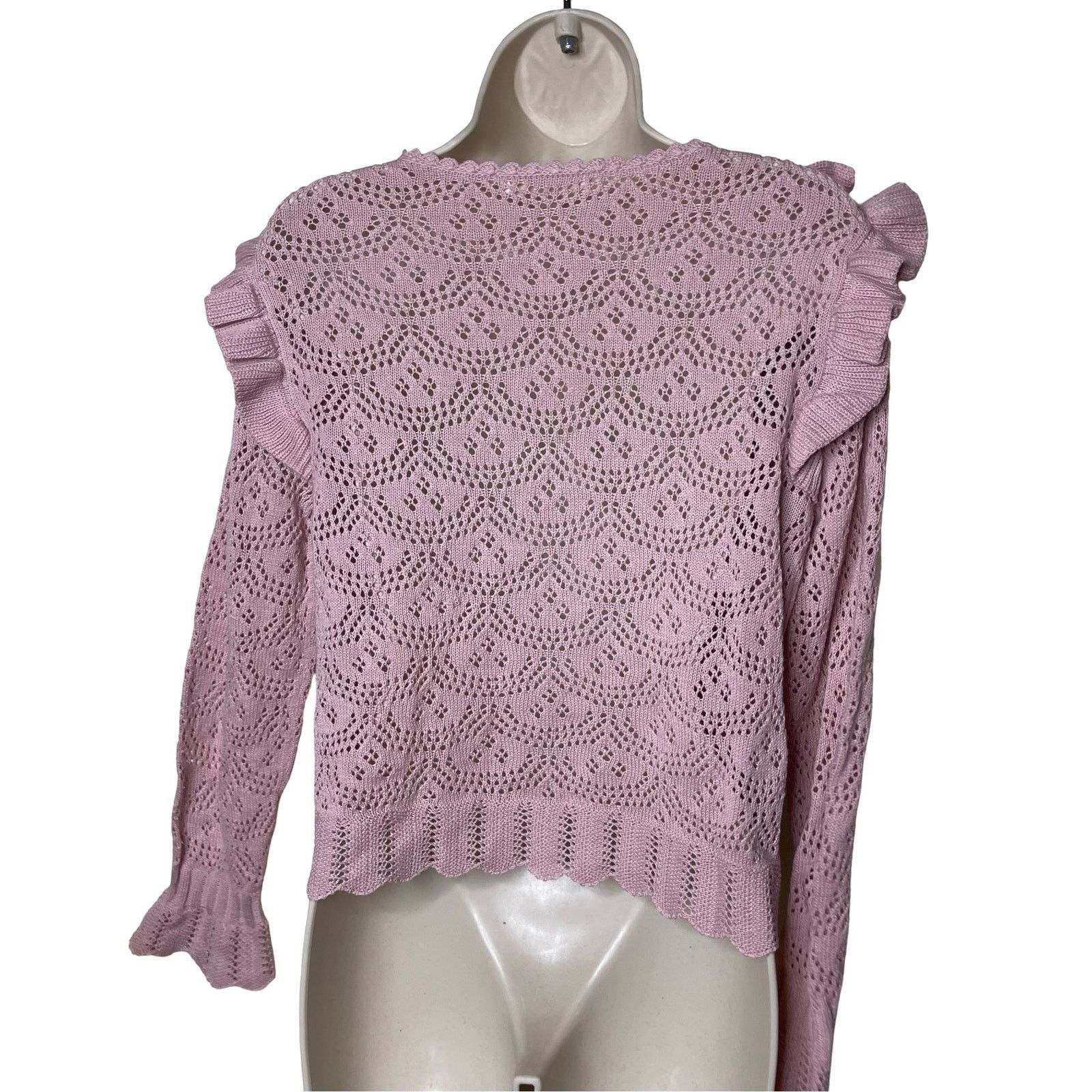 LoveShackFancy LOVESHACKFANCY Natalie Long Sleeve Pullover Sweater Pink M Size M / US 6-8 / IT 42-44 - 3 Thumbnail