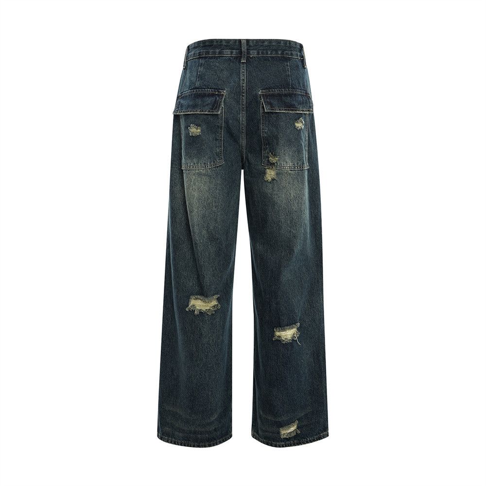 Japanese Brand × Jean Washed ripped loose casual workwear denim straight pants Size US 34 / EU 50 - 3 Thumbnail