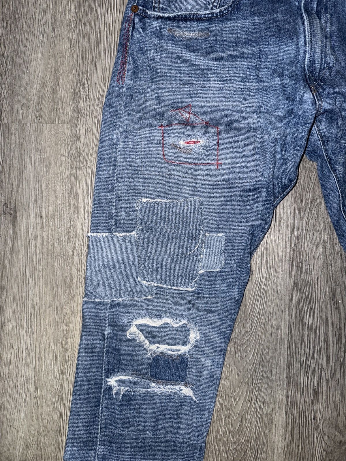 Polo Ralph Lauren Sullivan Slim Patchwork Bandana Distressed Denim 31/30 Size US 30 / EU 46 - 4 Thumbnail
