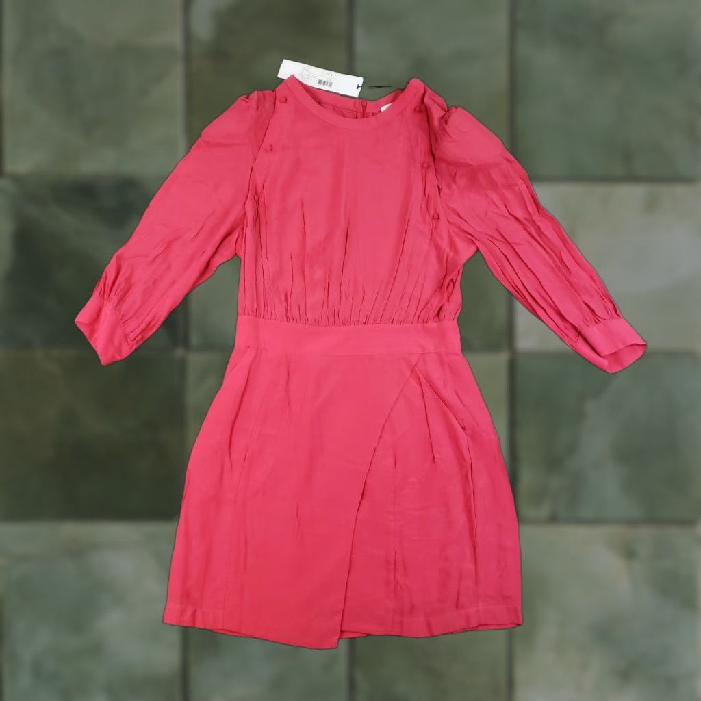 Iro IRO Shift Dress Womens Size 38 Pink Long Sleeve Lined Pockets Faux Wrap Size M / US 6-8 / IT 42-44 - 1 Thumbnail