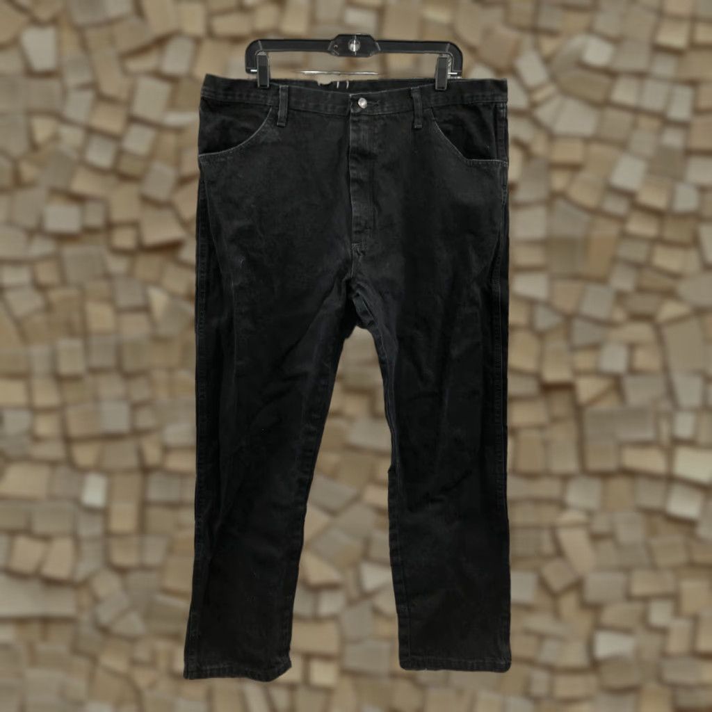 Denime Rustler Jeans Main Point: Rustler Straight Jeans Mens 40x30 Dark Wash Black Denim Regular Rise 5-Pocket Size US 40 / EU 56 - 1 Thumbnail