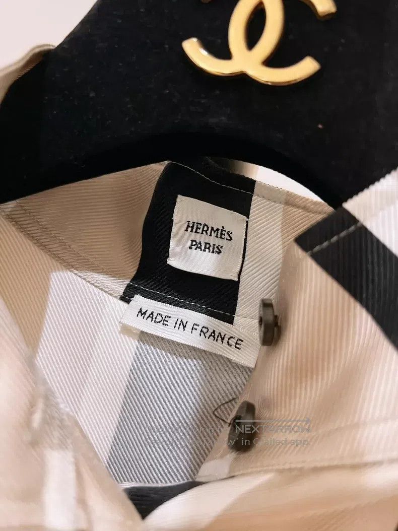 Hermes Hermes Milk Black Full Logo Silk Shirt Dress Size XXS / US 00 / IT 34 - 8 Thumbnail