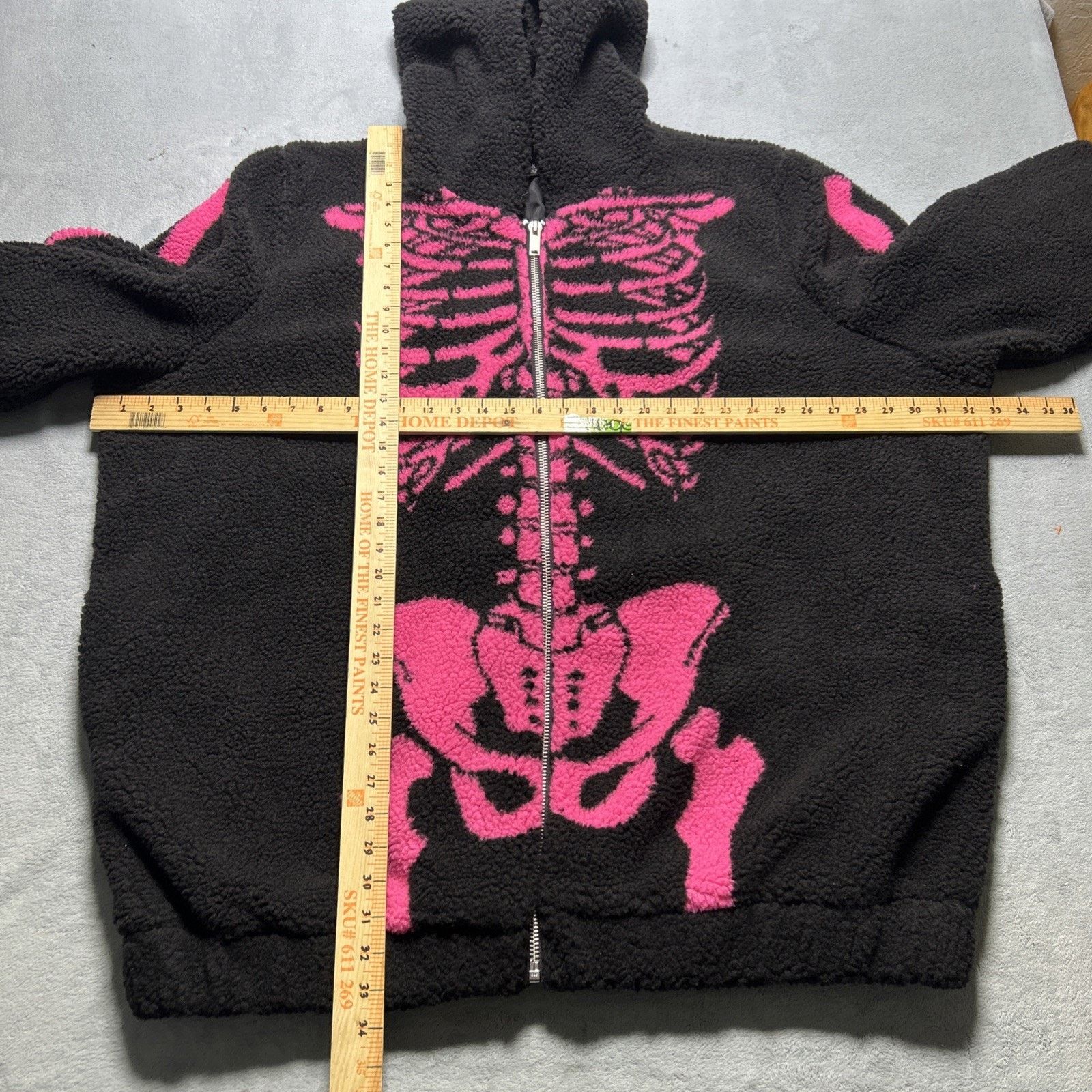 Dolls Kill Skeleton Bare Bone Sherpa Ribcage Hoodie 3X Jacket Deep Pile Size US XXL / EU 58 / 5 - 6 Thumbnail