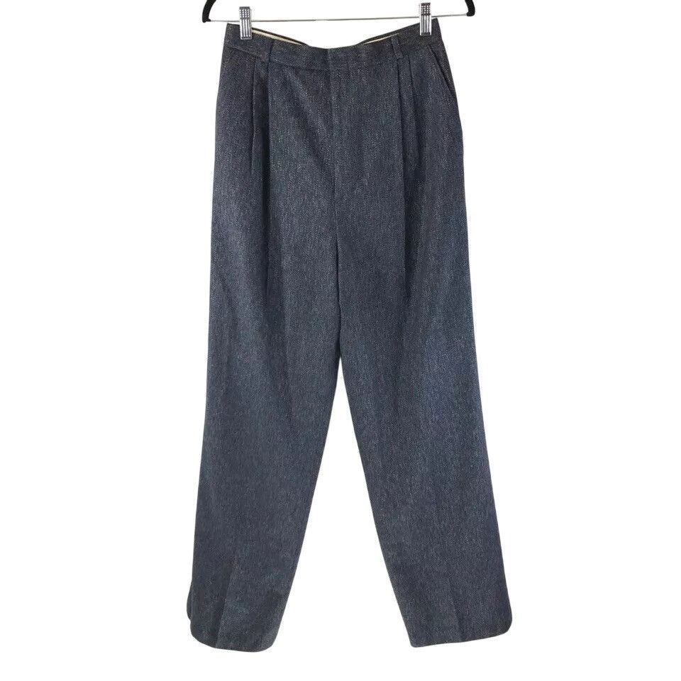 Other Ann Stevens Womens Pants Blue High Rise Pleated Tweed Wool B Size 34" / US 12 / IT 48 - 1 Thumbnail