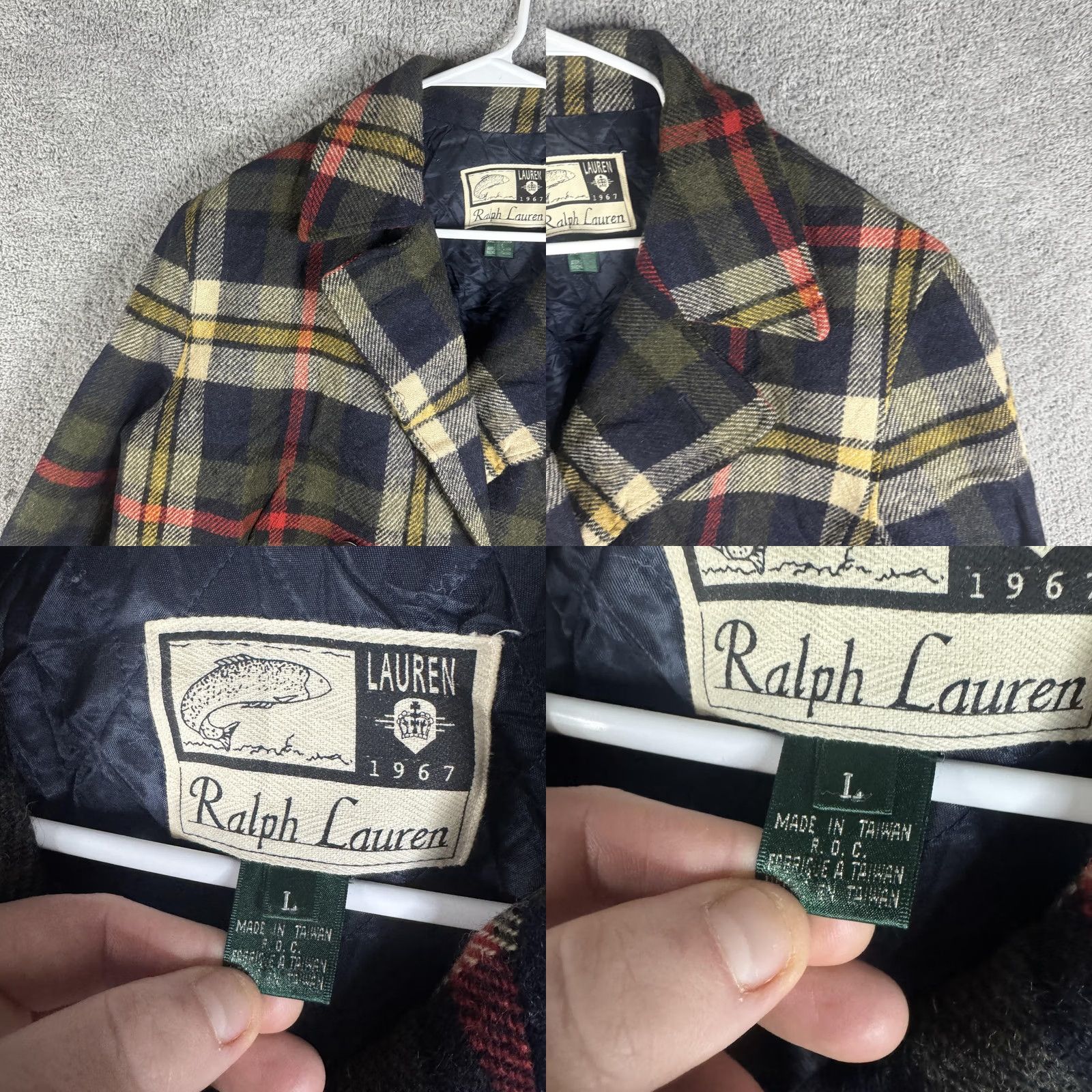 Ralph Lauren Ralph Lauren Jacket Womens Large Blue Plaid Wool Pea Coat Quilted Lined Pockets Size L / US 10 / IT 46 - 8 Thumbnail