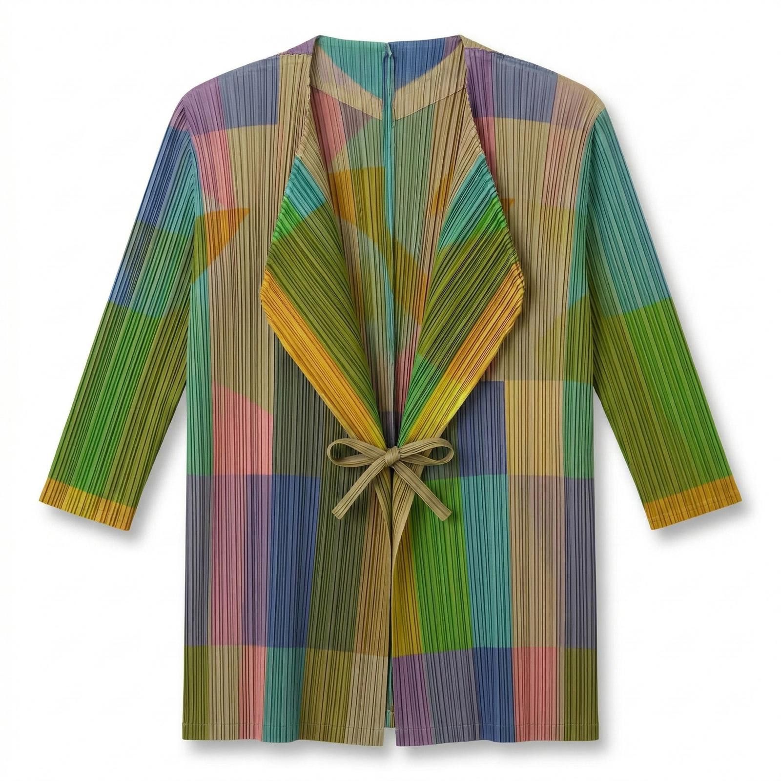 Pleats Please Issey Miyake Pleats Please - Multicolor Pleated Open Front Jacket with 3/ Size 30" / US 8 / IT 44 - 1 Thumbnail