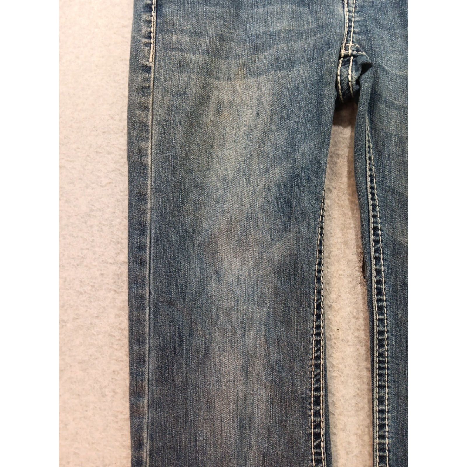 Vintage Shyanne Jeans Women Boots Cut Denim 27 Blue Medium Wash Slim 31 Inseam 5-Pocket Zip Button Distressed No N/A Size 27" / US 4 / IT 40 - 6 Thumbnail