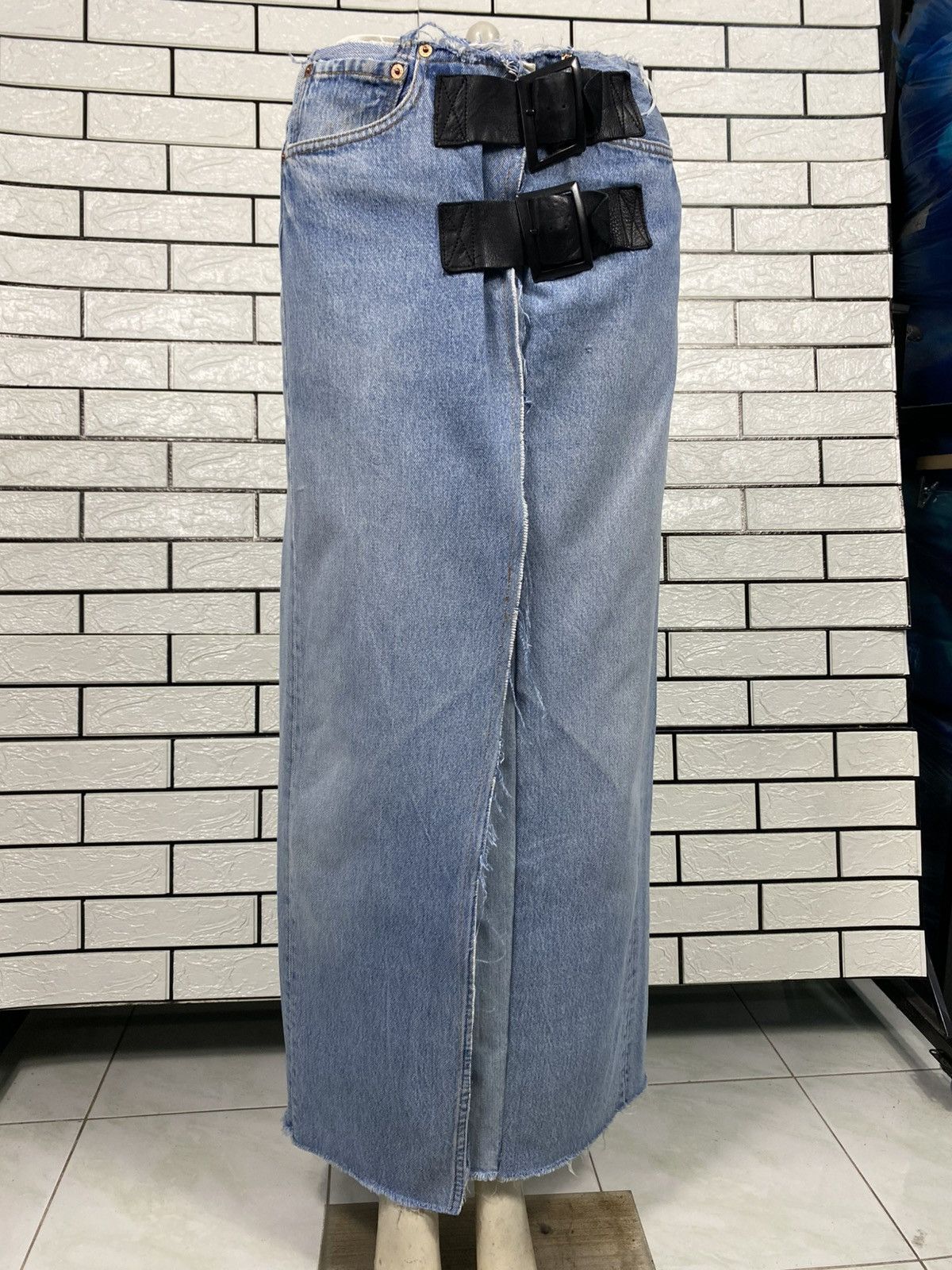 Needles 🔥DISTRESSED DESIGN DENIM LONG SKIRT REBUILD BY NEEDLES Size 28" / US 6 / IT 42 - 3 Thumbnail