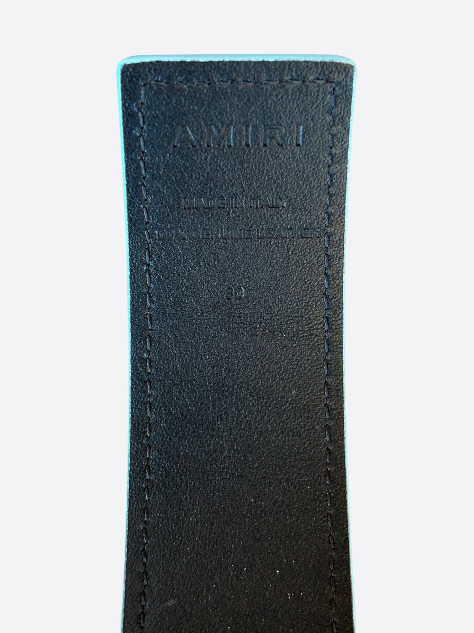 Amiri Amiri Blue & Black MA Logo Reversible Leather Belt Size 28 - 3 Thumbnail