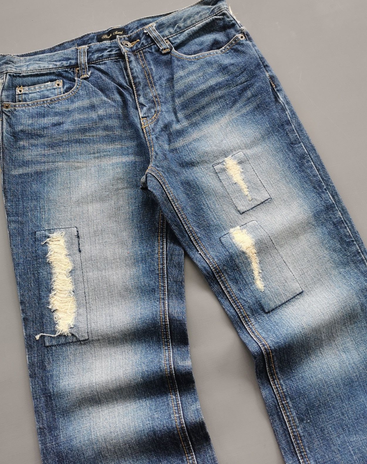 Japanese Brand Beach Sound Distressed Patchwork Reworked Jeans Size US 31 - 5 Thumbnail