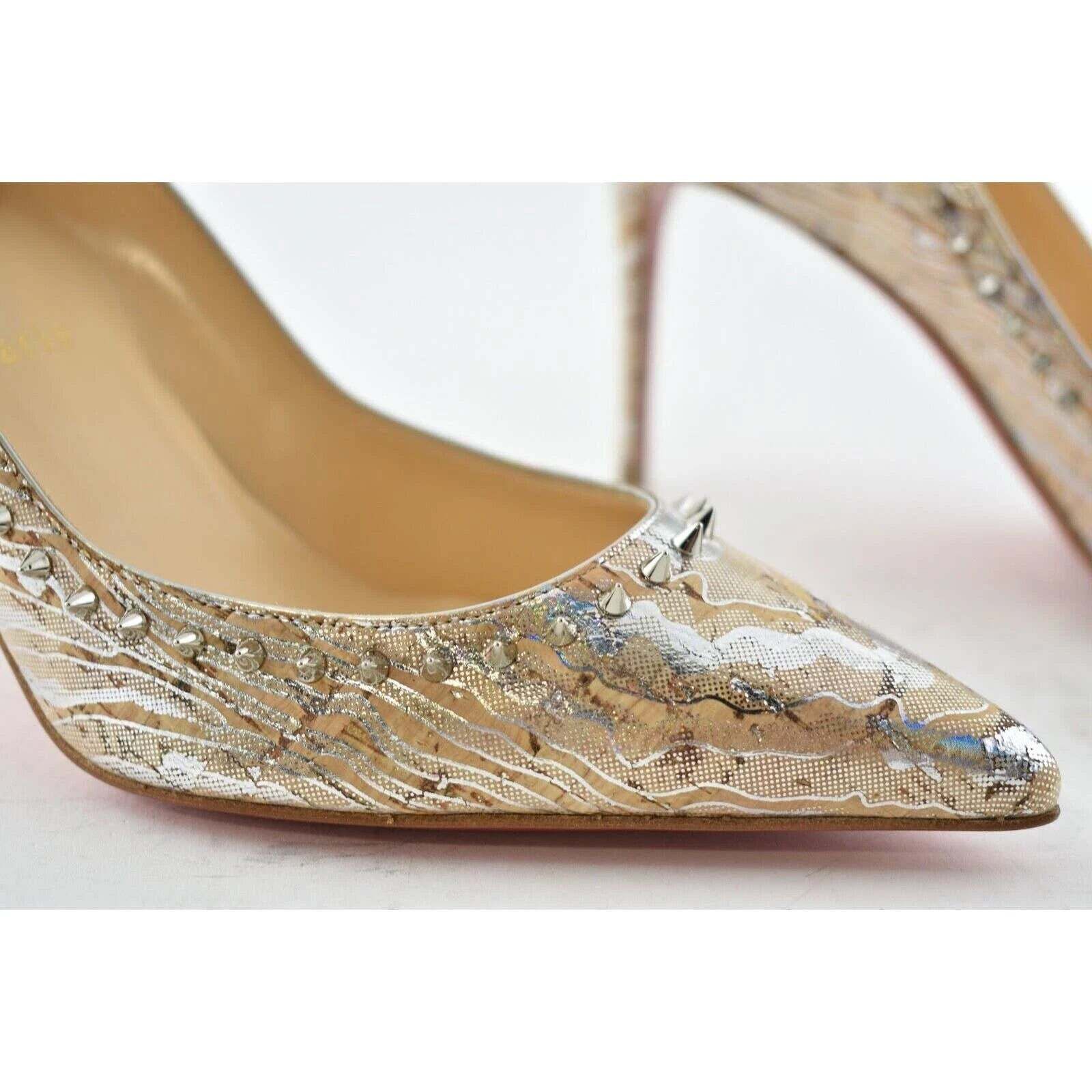 Christian Louboutin Christian Louboutin Anjalina 85 Liege Wavy AB Cork Silver Size US 7.5 / IT 37.5 - 5 Thumbnail