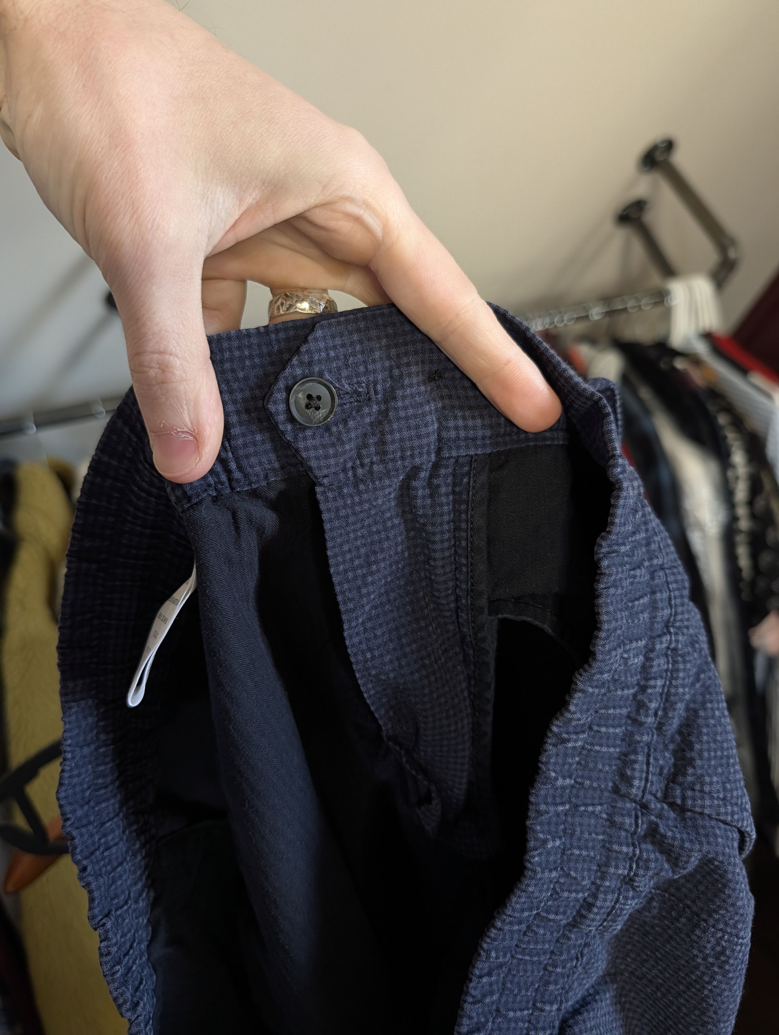 NN07 Dark blue seersucker check patterned shorts sz 34 Size US 34 / EU 50 - 8 Thumbnail