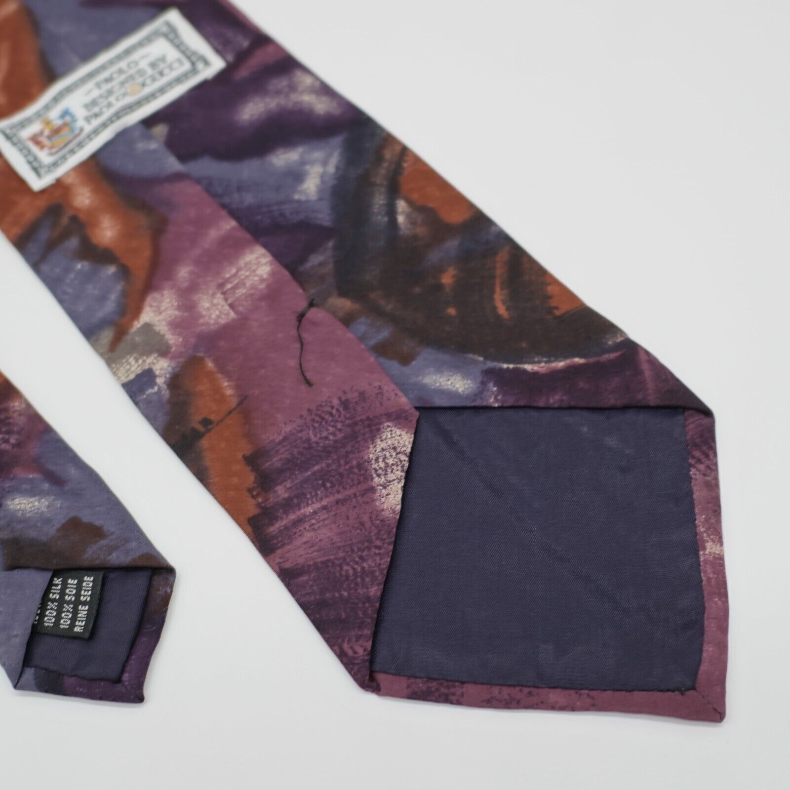 Gucci Paolo Gucci Purple Orange Blue Abstract Print Silk Tie Size ONE SIZE - 5 Thumbnail