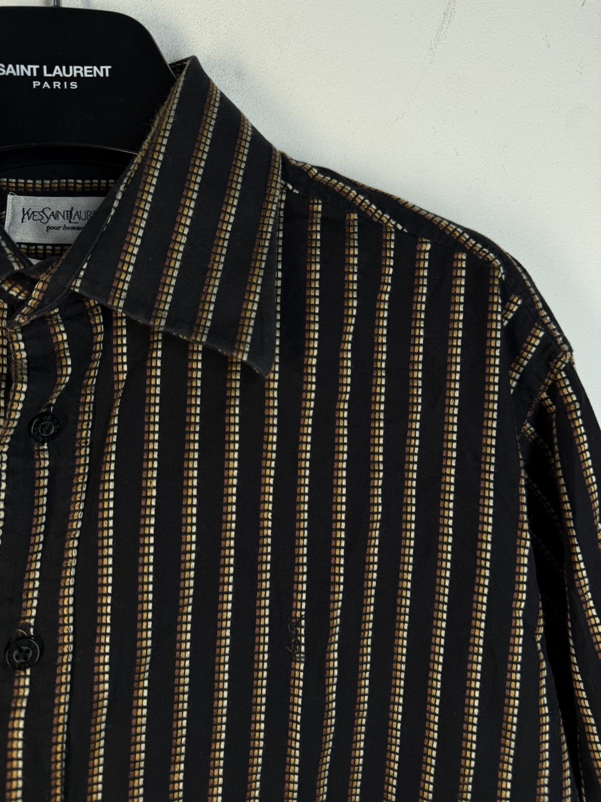 Yves Saint Laurent Black YSL Shirt Striped Button Up Dress Shirt Casual Collar Size US M / EU 48-50 / 2 - 1 Thumbnail