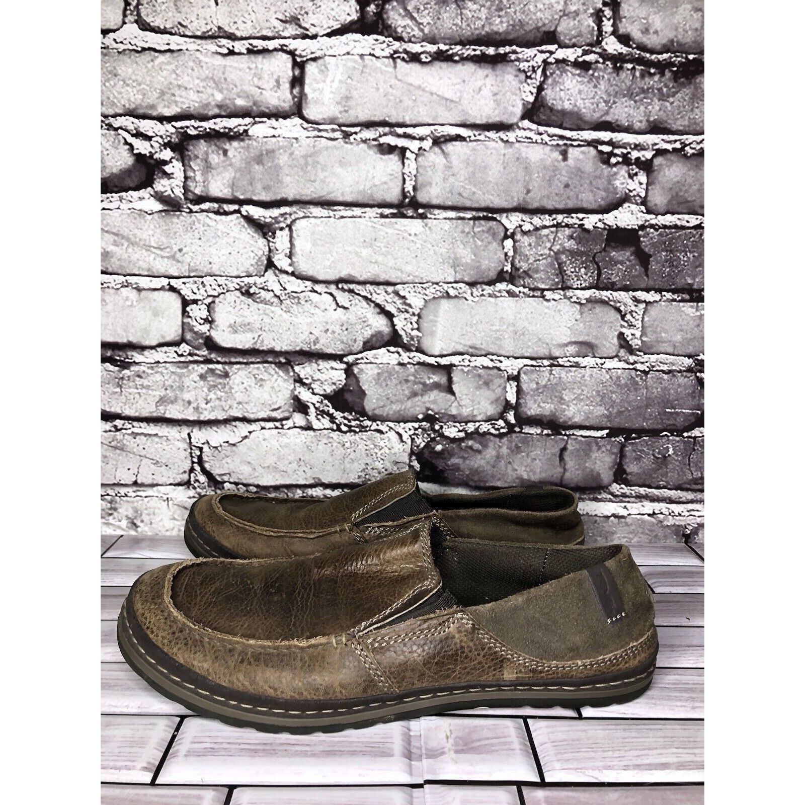 Teva Teva Clifton Creek Brown Leather Moc Toe Slip On Loafers Men Size US 8 / EU 41 - 16 Thumbnail