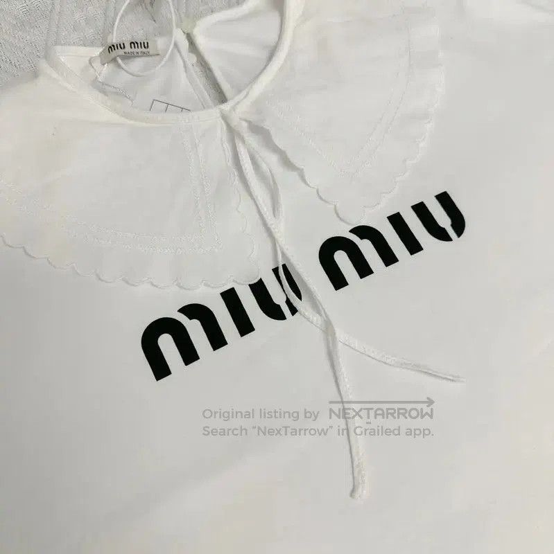 Miu Miu Miu Miu Summer White Logo T-Shirt . Size M / US 6-8 / IT 42-44 - 4 Thumbnail