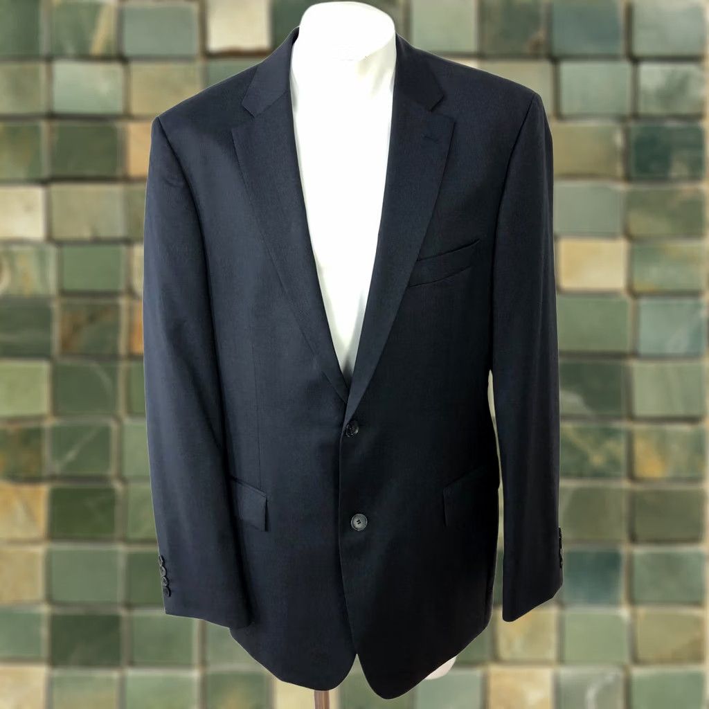 Hugo Boss Hugo Boss Blazer Jacket Mens 42L Wool Gray Notch Long 2-Button Single-Breasted Movie Pasolini Style Runtime: N/A Size 42R - 1 Thumbnail