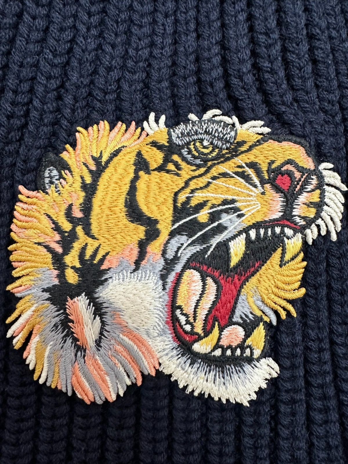 Gucci Gucci Men's Signature Tiger Head Embroidered Hat Navy Blue Size ONE SIZE - 3 Thumbnail