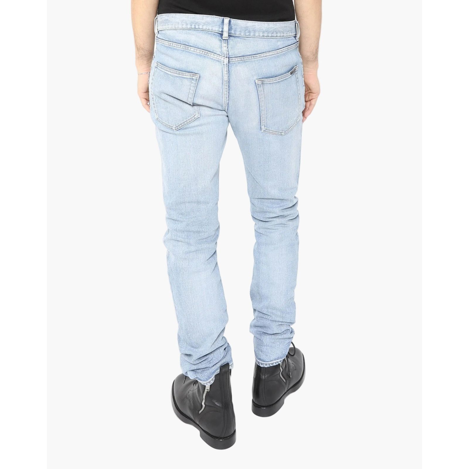 Saint Laurent Paris Knee-Rip Jeans in Light Washed Denim Size US 34 / EU 50 - 2 Thumbnail