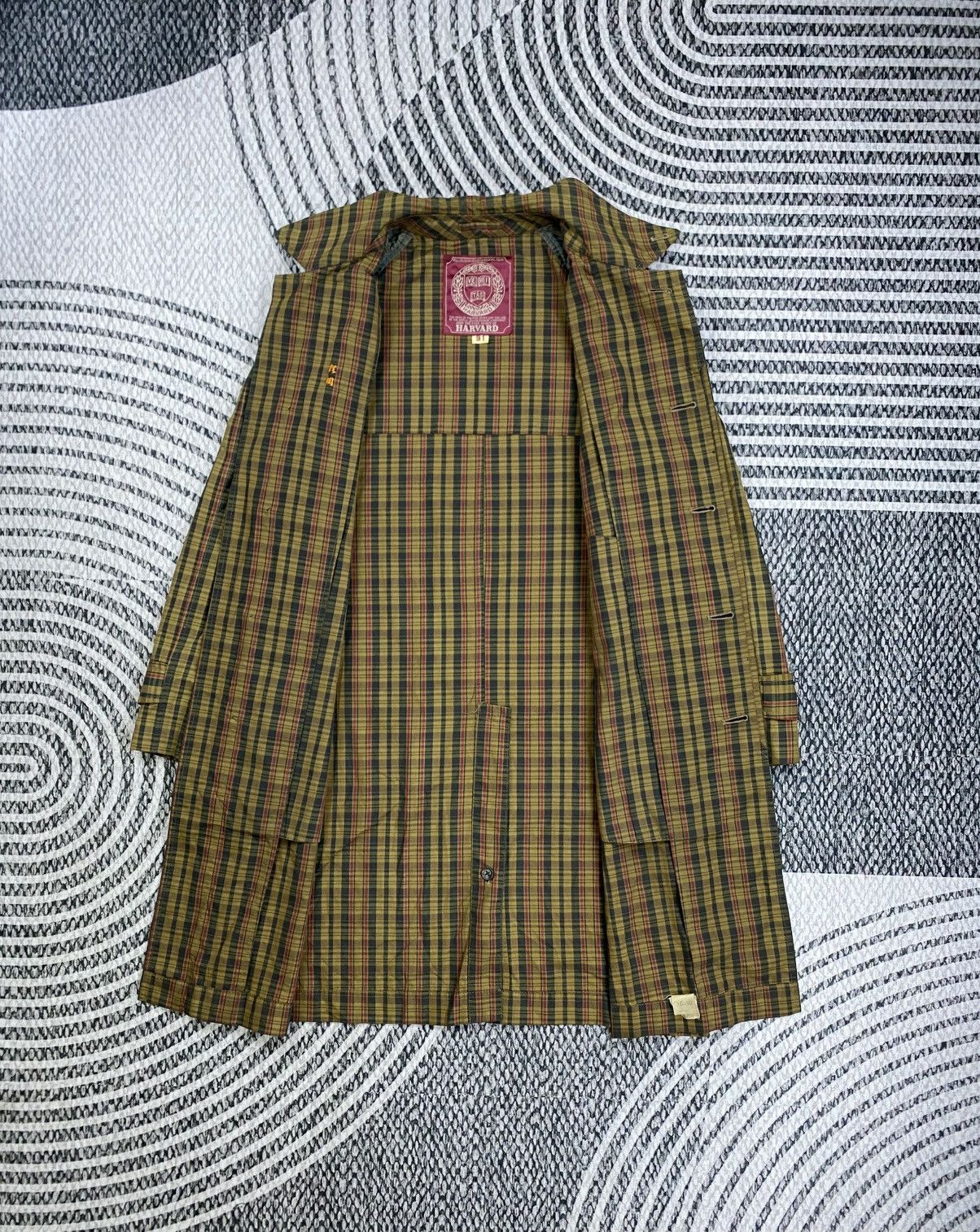 Other Vintage Harvard Checked Wool Long Trench Jacket Size US M / EU 48-50 / 2 - 7 Thumbnail