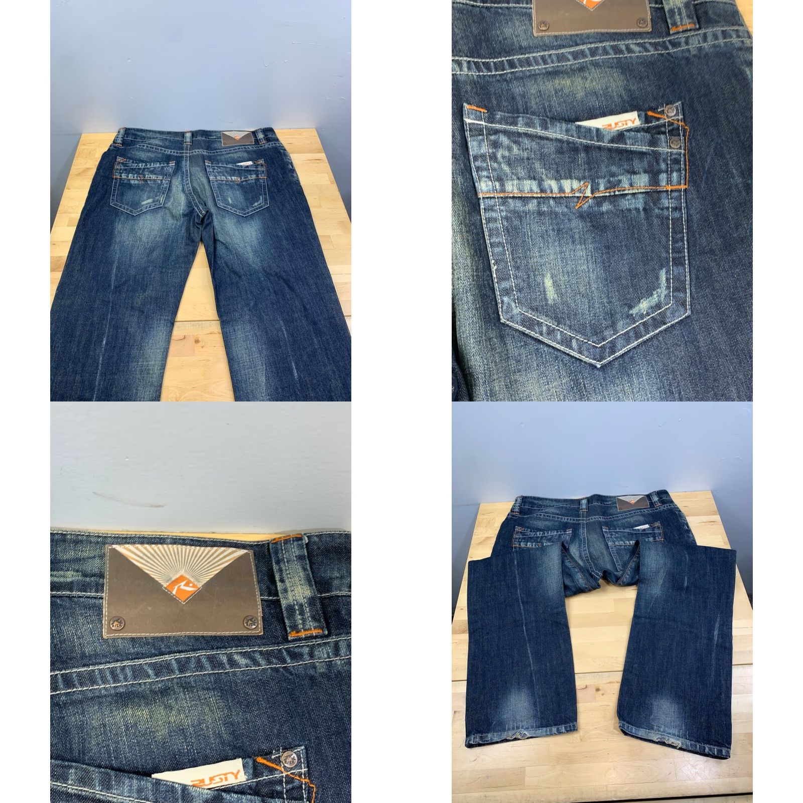 Rusty Rusty Jeans Straight Denim 40x32 Mens Blue Distressed 10397 Straight Lumber? Size US 40 / EU 56 - 9 Thumbnail