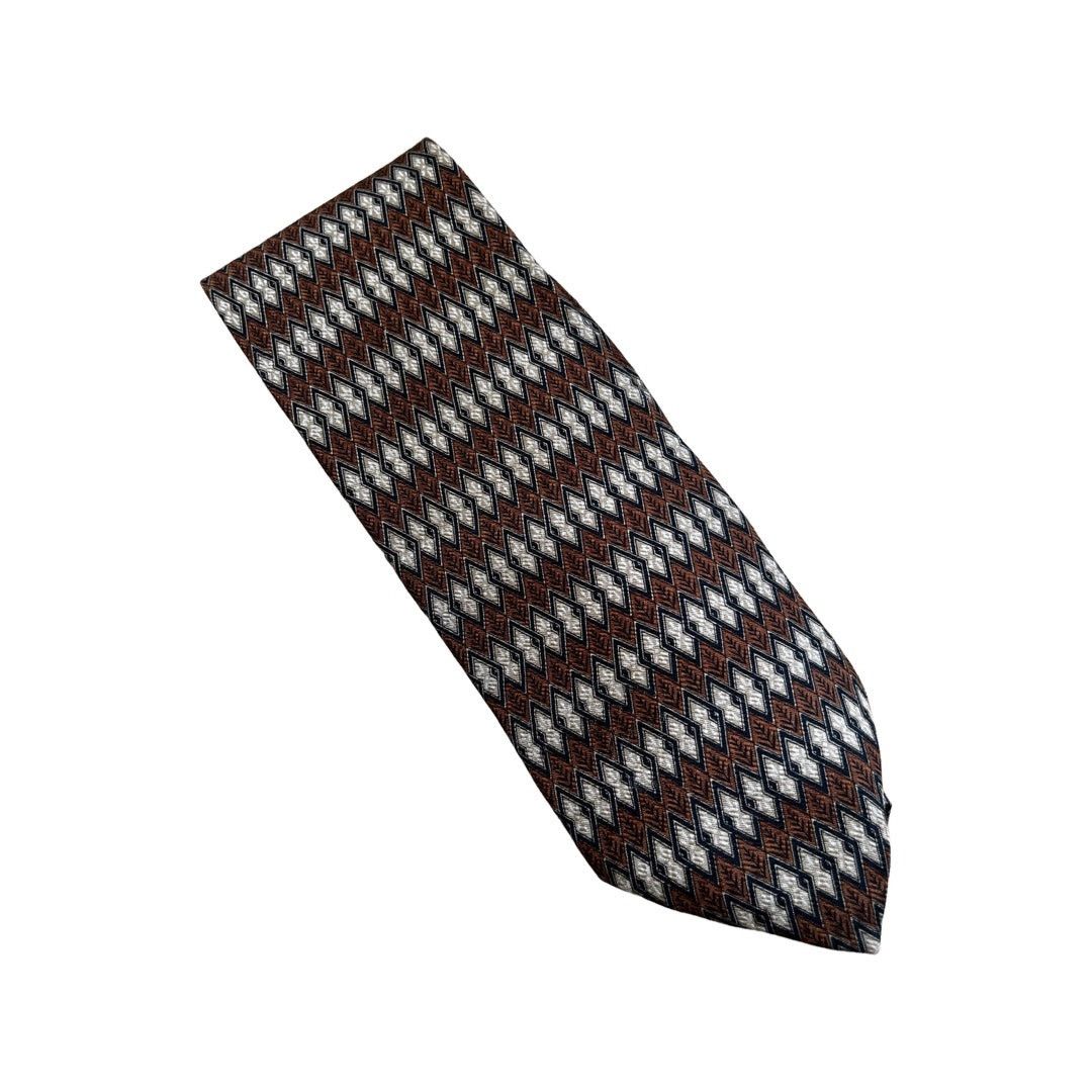 Kenneth Cole Vintage Kenneth Cole 90s Silk Necktie Brown Tan Neutral Size ONE SIZE - 2 Thumbnail