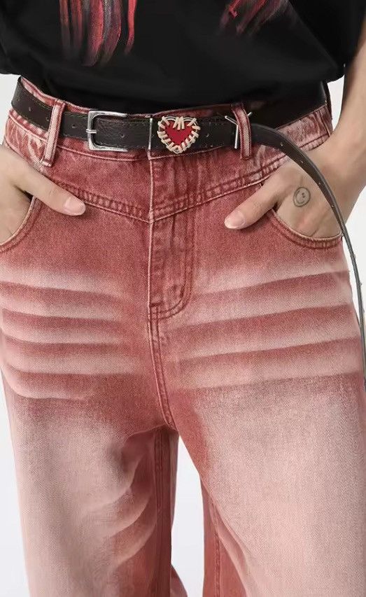 Japanese Brand Retro straight leg wide leg high street jeans Size US 33 - 5 Thumbnail
