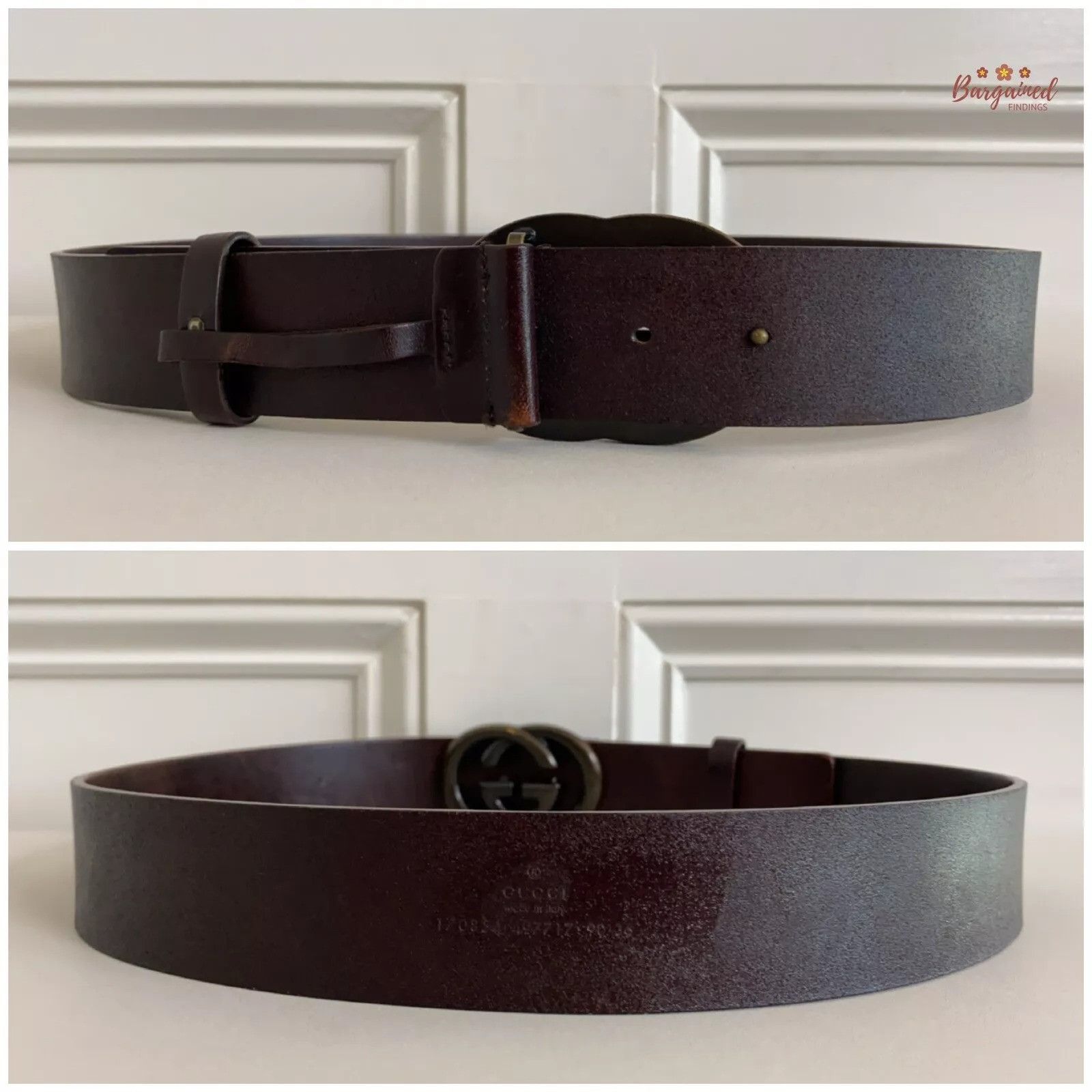 Gucci Gucci Dark Brown Calfskin Interlocking G Buckle Belt Size 32 - 8 Thumbnail