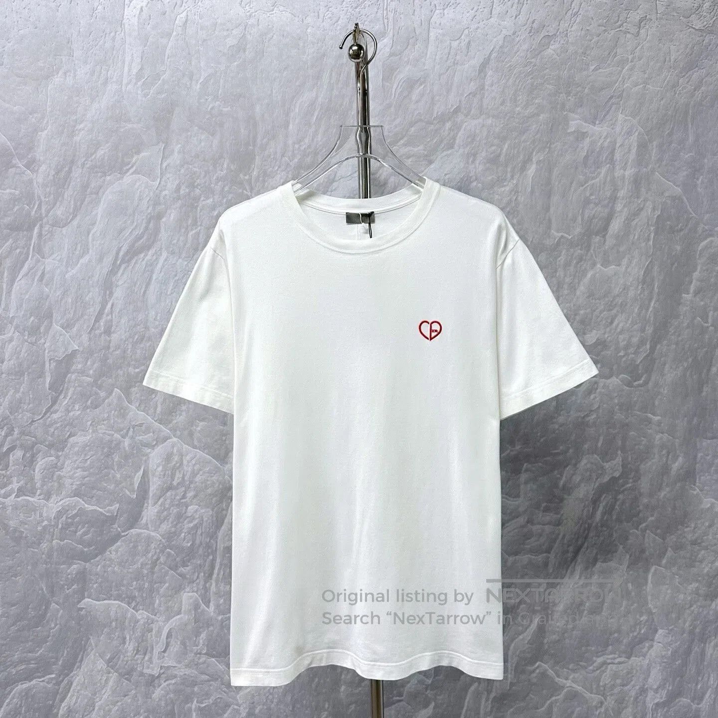 Dior dior embroidered heart short sleeve t-shirt. Size L / US 10 / IT 46 - 1 Thumbnail