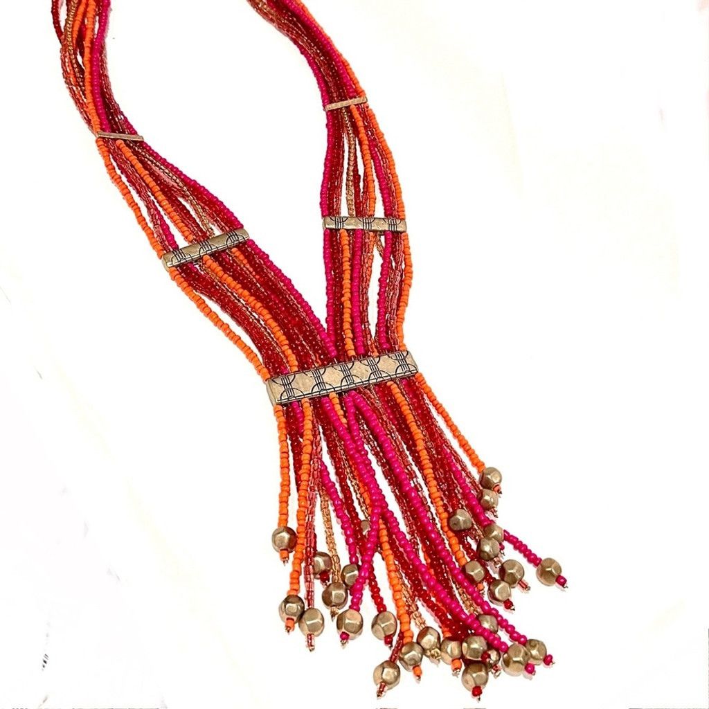 Chicos CHICO’S Pink & Orange Beaded Statement NWT Size ONE SIZE - 7 Thumbnail