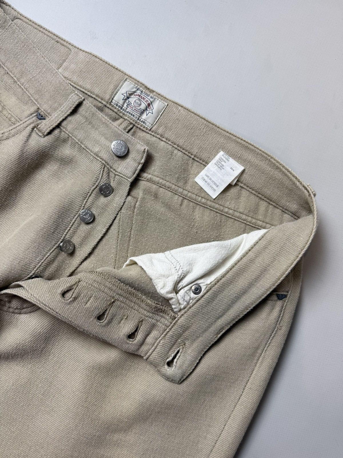 Armani AJ Armani Jeans Vintage Metal Logo Men’s Linen Chino Pants Size US 33 - 12 Thumbnail