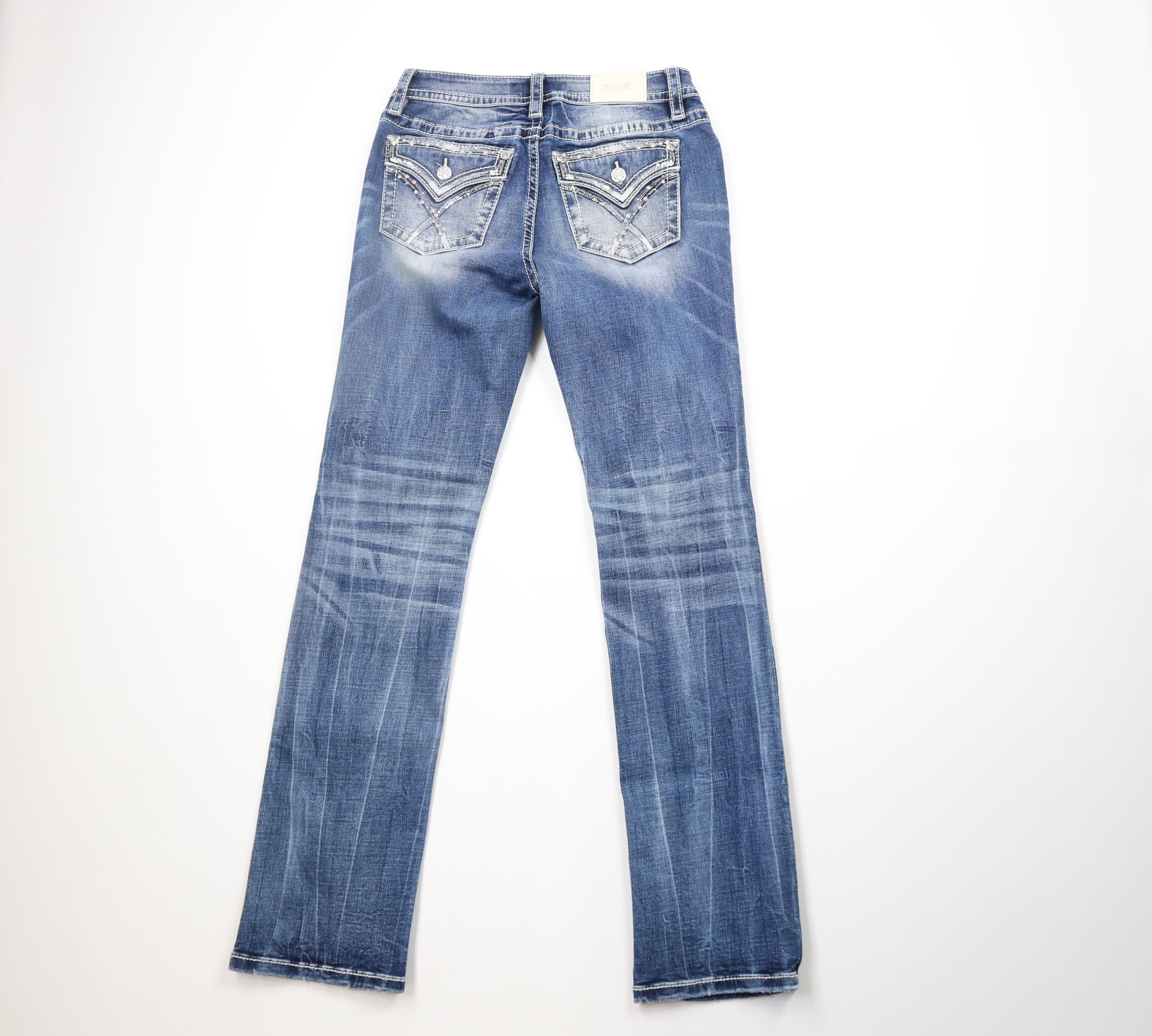 Miss Me × Vintage Miss Me Jeweled Sequin Mid Rise Straight Leg Denim Jeans Size 28" / US 6 / IT 42 - 8 Thumbnail